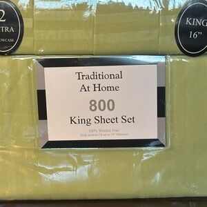 Traditional at Home King 6 pc Sheet Set Embossed Striped Print Spring Green